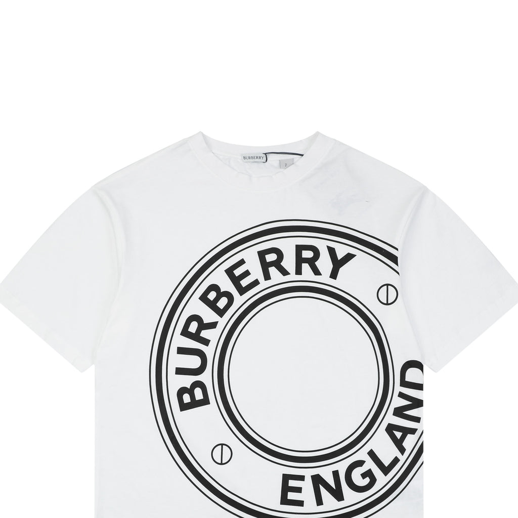 Burberry England Oversized Circle Logo Print Short Sleeve Tee – White