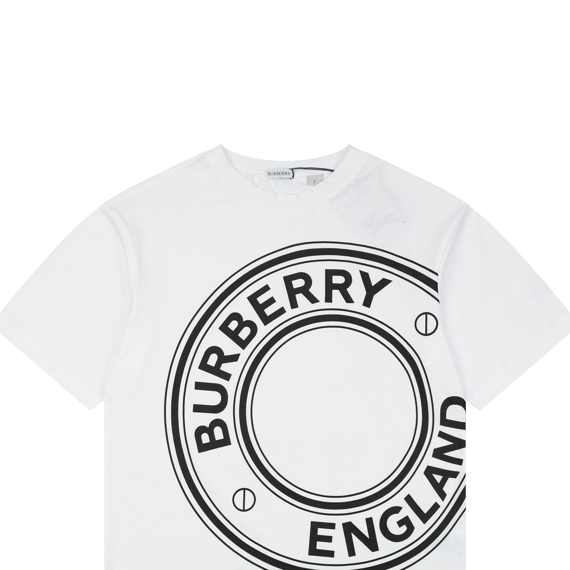 Burberry England Oversized Circle Logo Print Short Sleeve Tee – White