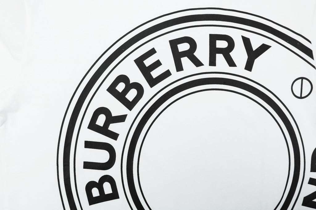 Burberry England Oversized Circle Logo Print Short Sleeve Tee – White