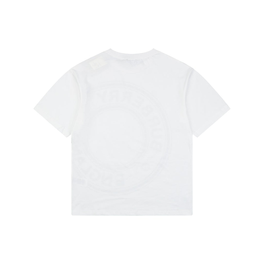 Burberry England Oversized Circle Logo Print Short Sleeve Tee – White