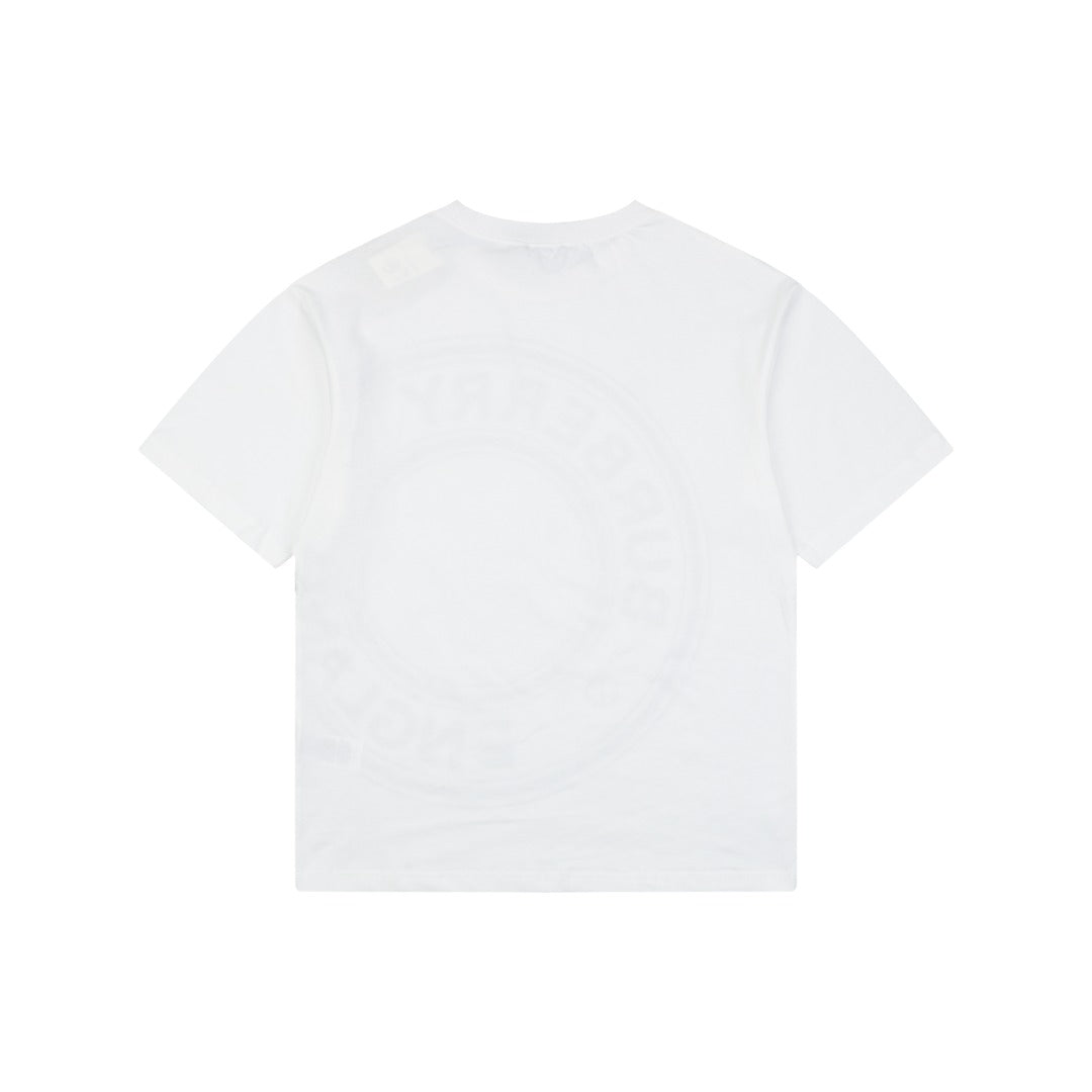 Burberry England Oversized Circle Logo Print Short Sleeve Tee – White