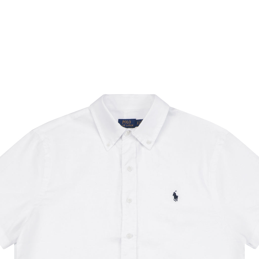 Polo Ralph Lauren Pony Logo Linen Short Sleeve Shirt – White