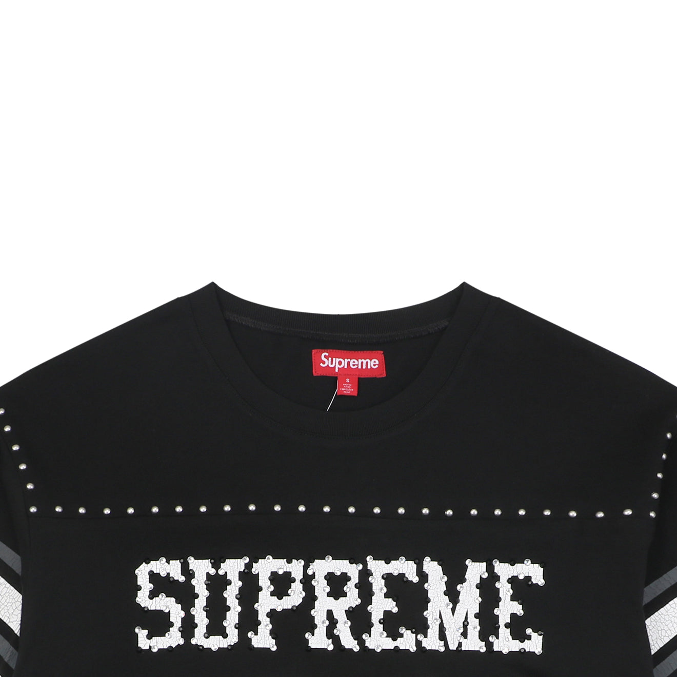 Supreme No.11 Crystal Rhinestone Football Jersey Short Sleeve Tee – Black