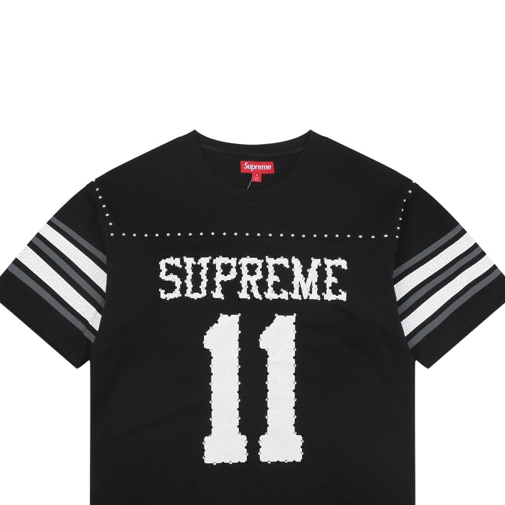 Supreme No.11 Crystal Rhinestone Football Jersey Short Sleeve Tee – Black