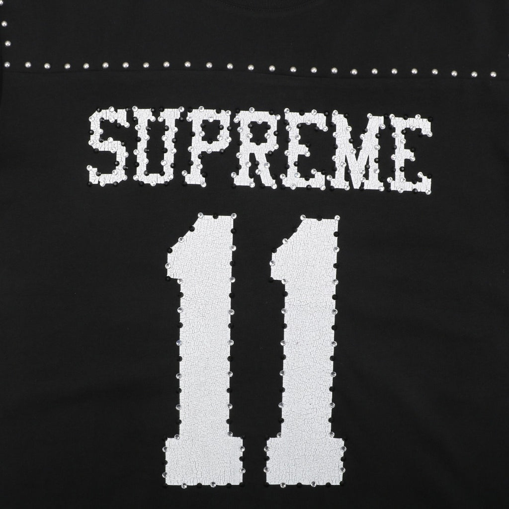 Supreme No.11 Crystal Rhinestone Football Jersey Short Sleeve Tee – Black