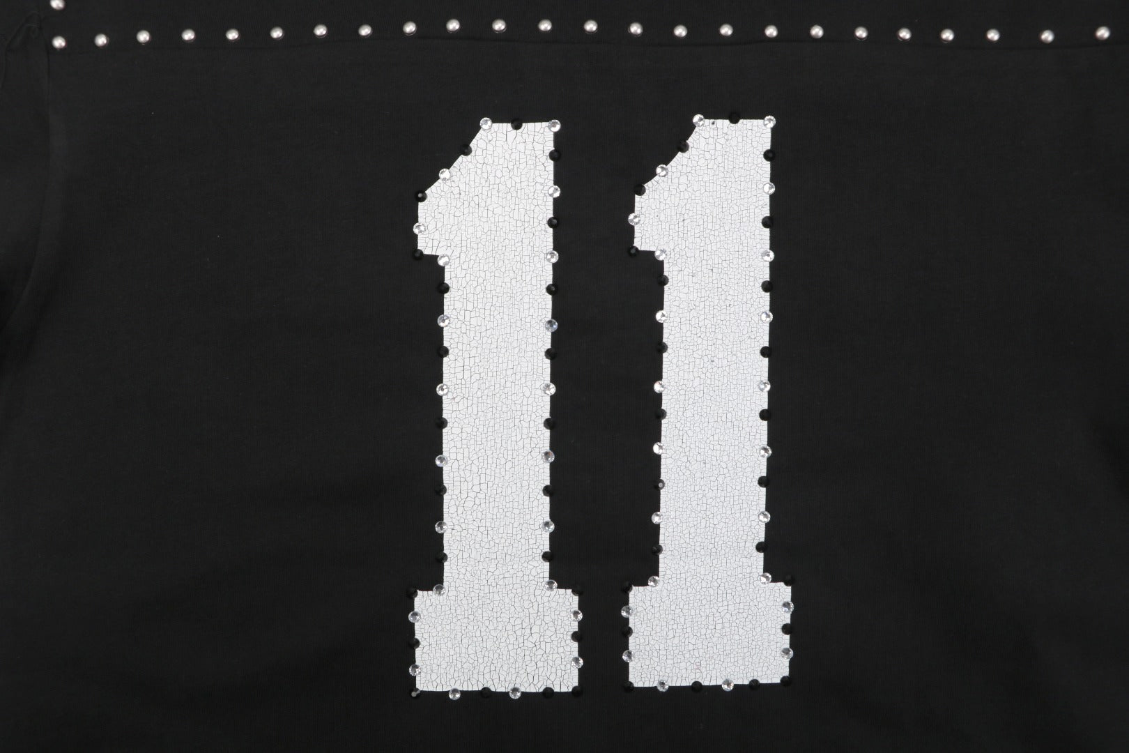 Supreme No.11 Crystal Rhinestone Football Jersey Short Sleeve Tee – Black