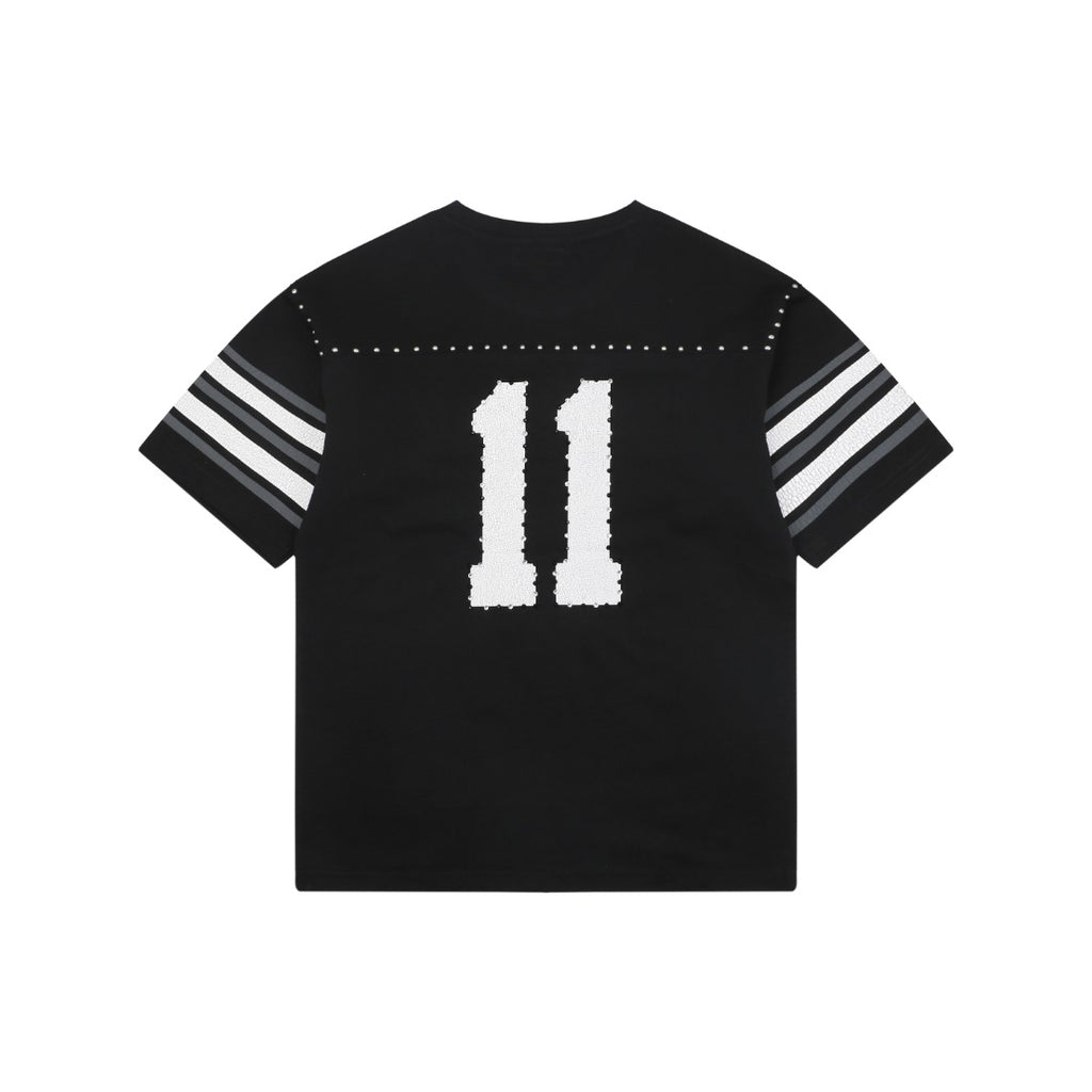 Supreme No.11 Crystal Rhinestone Football Jersey Short Sleeve Tee – Black