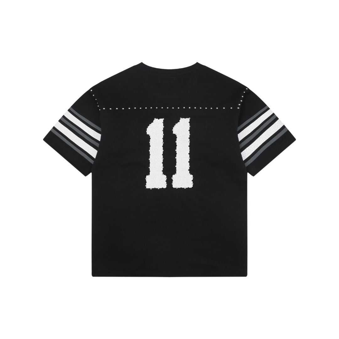 Supreme No.11 Crystal Rhinestone Football Jersey Short Sleeve Tee – Black