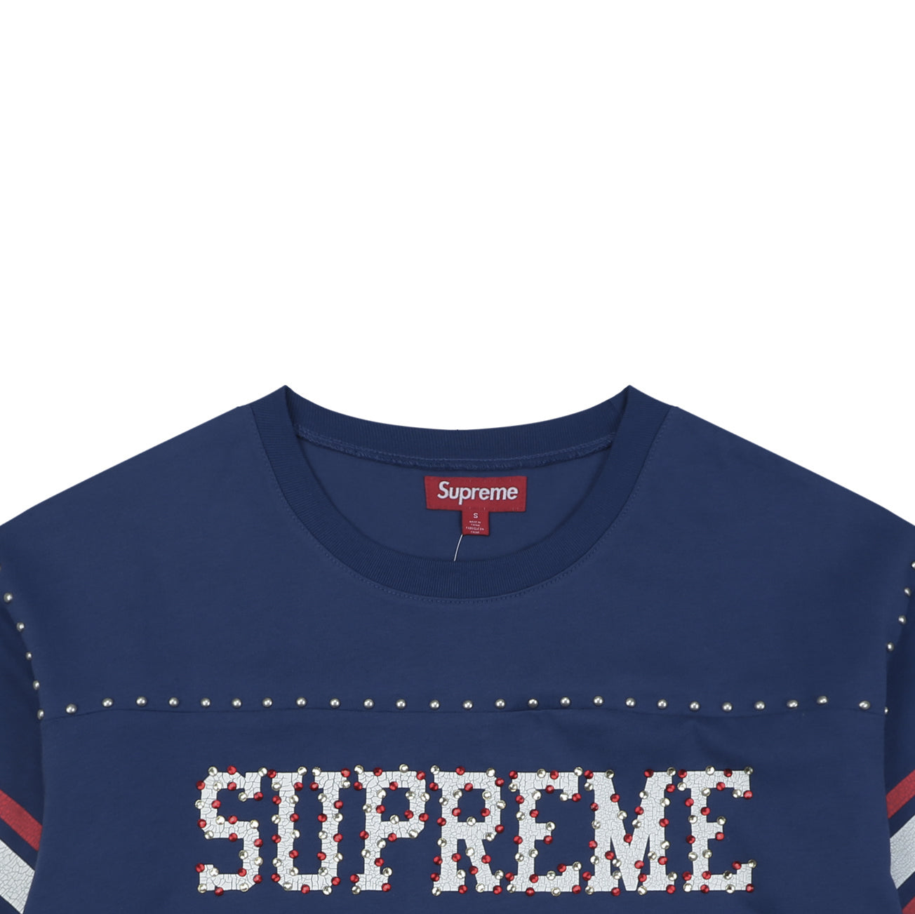 Supreme No.11 Crystal Rhinestone Football Jersey Short Sleeve Tee – Navy