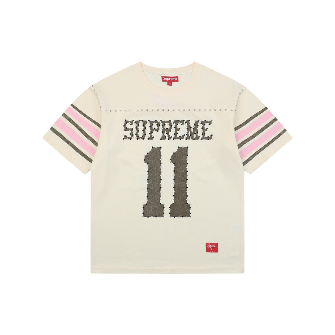Supreme No.11 Rhinestone Football Jersey Tee – Apricot