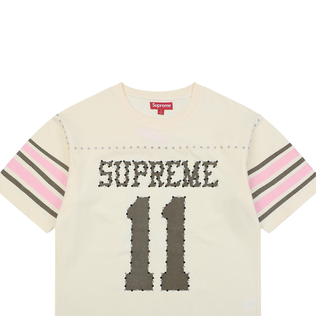 Supreme No.11 Rhinestone Football Jersey Tee – Apricot
