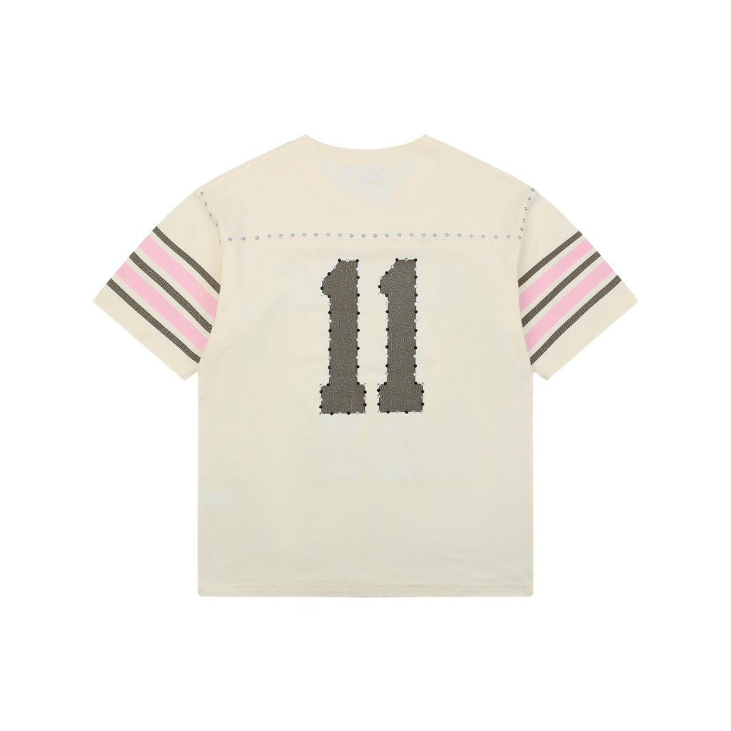 Supreme No.11 Rhinestone Football Jersey Tee – Apricot