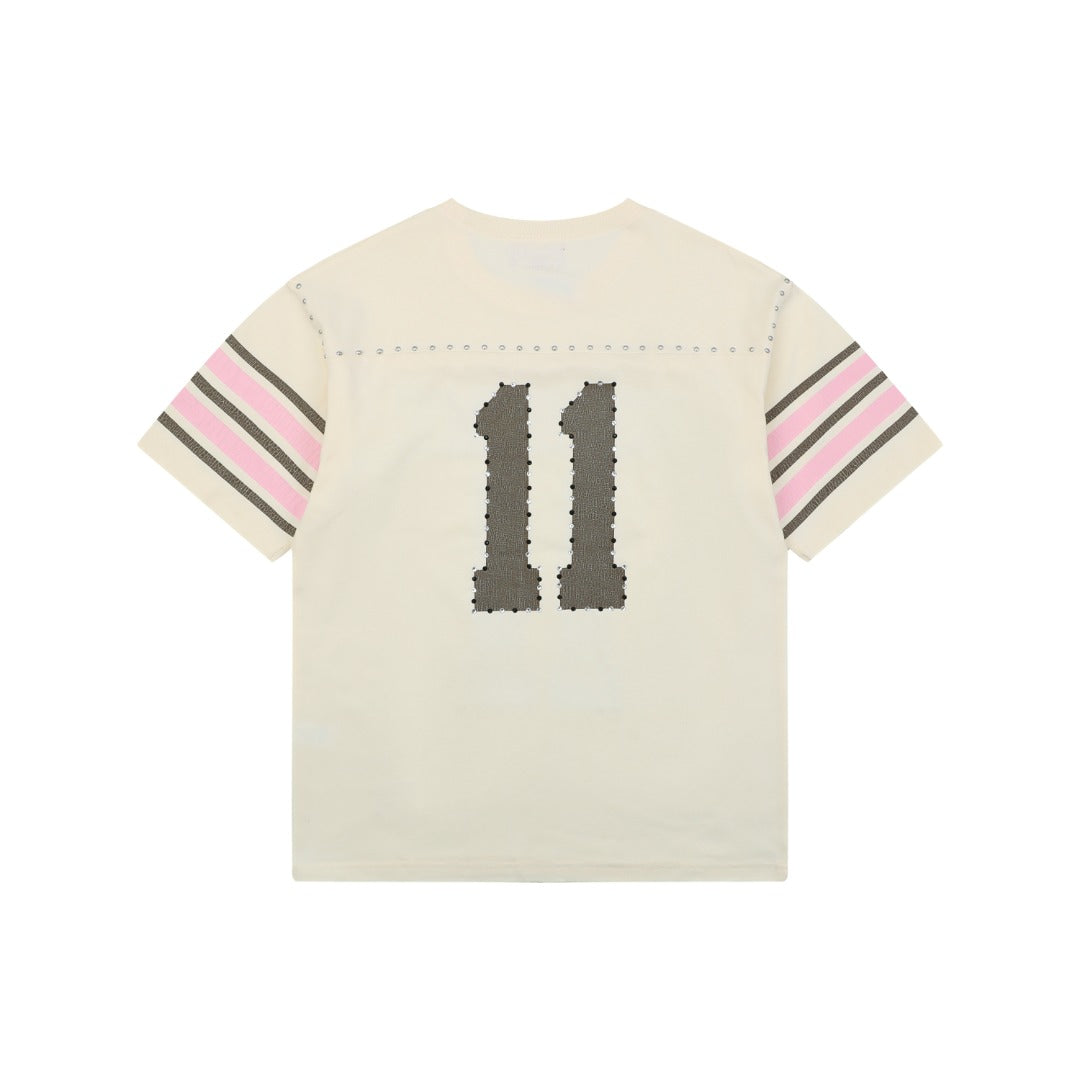 Supreme No.11 Rhinestone Football Jersey Tee – Apricot