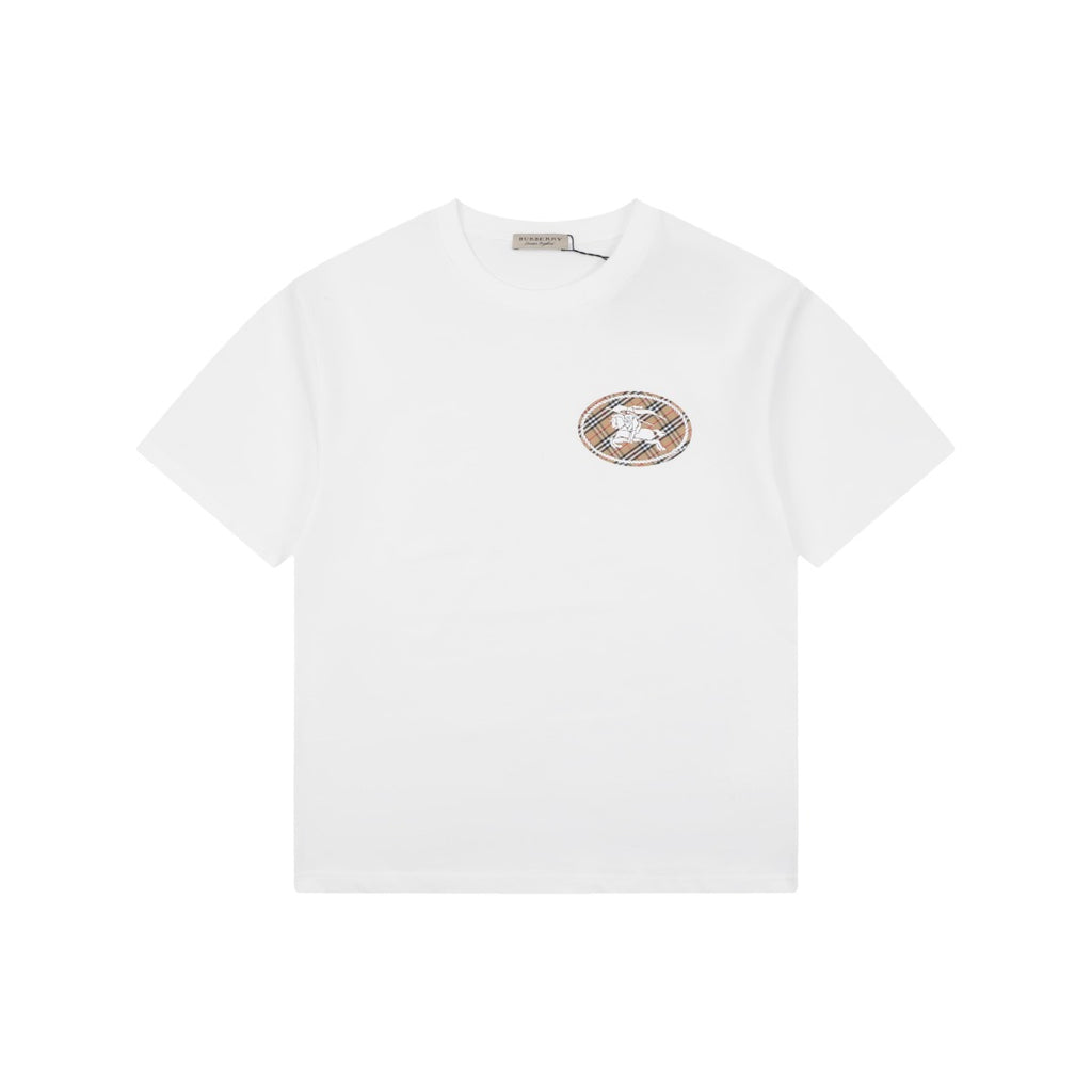 Burberry Mini Check Oval Equestrian Knight Print Tee – White