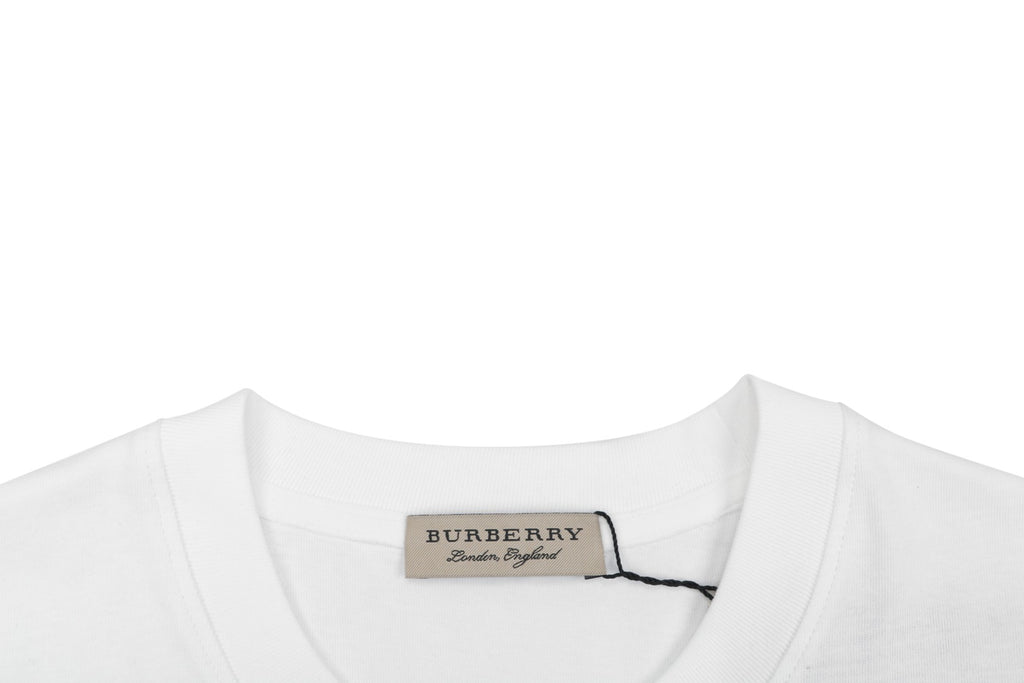 Burberry Mini Check Oval Equestrian Knight Print Tee – White