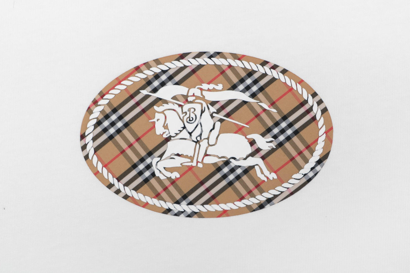 Burberry Mini Check Oval Equestrian Knight Print Tee – White
