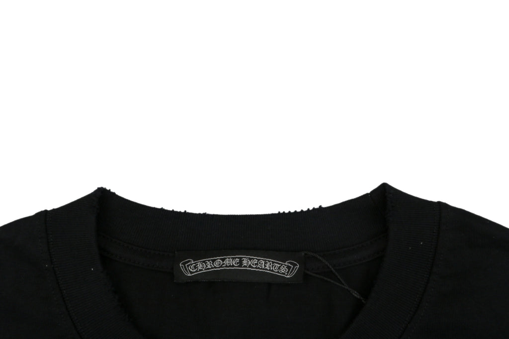 Chrome Hearts Pink Sanskrit Cross Embroidered Tee – Black