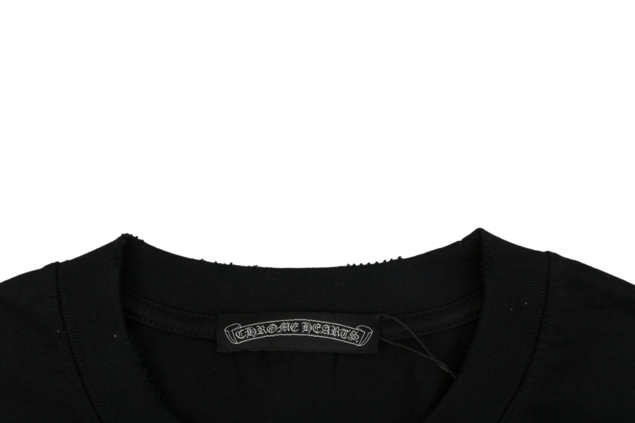 Chrome Hearts Pink Sanskrit Cross Embroidered Tee – Black