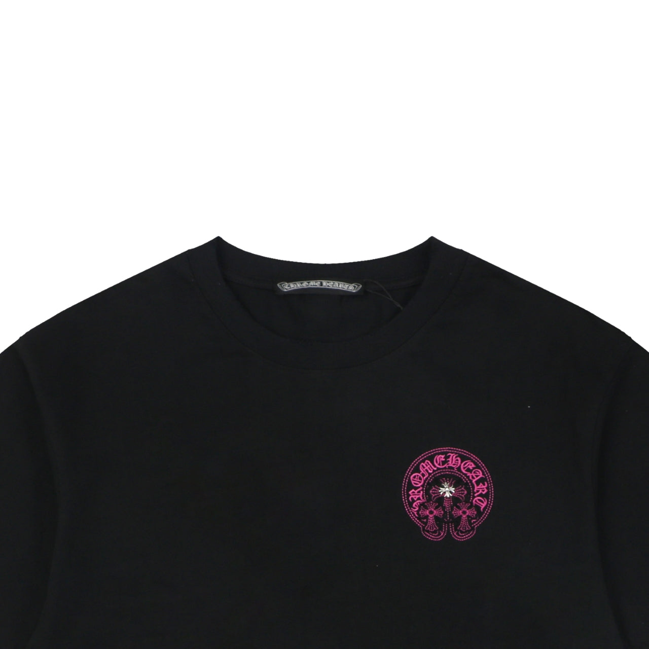 Chrome Hearts Pink Sanskrit Cross Embroidered Tee – Black