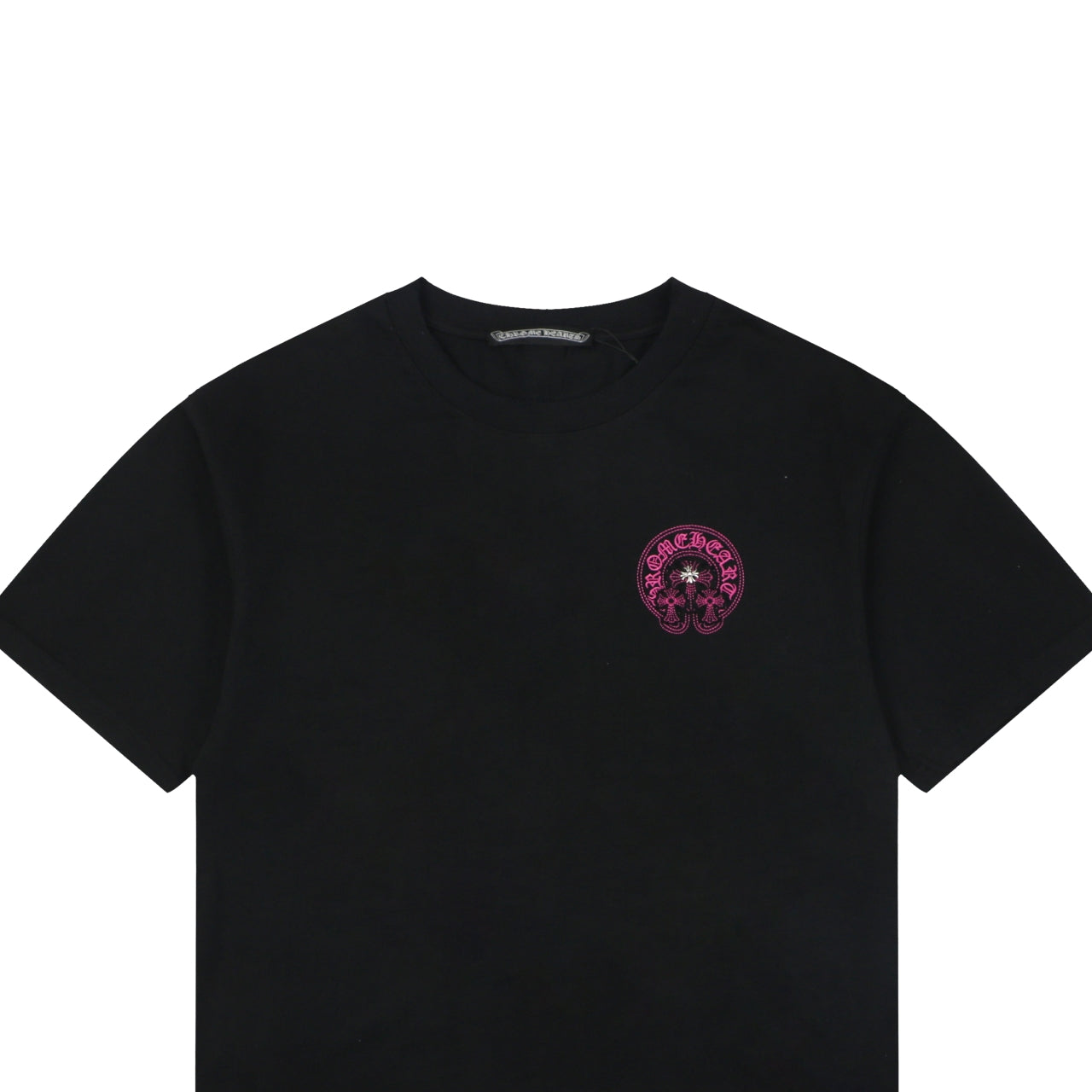Chrome Hearts Pink Sanskrit Cross Embroidered Tee – Black