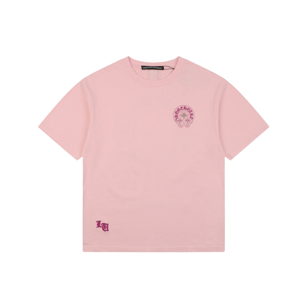 Chrome Hearts Pink Sanskrit Cross Embroidered Tee – Pink