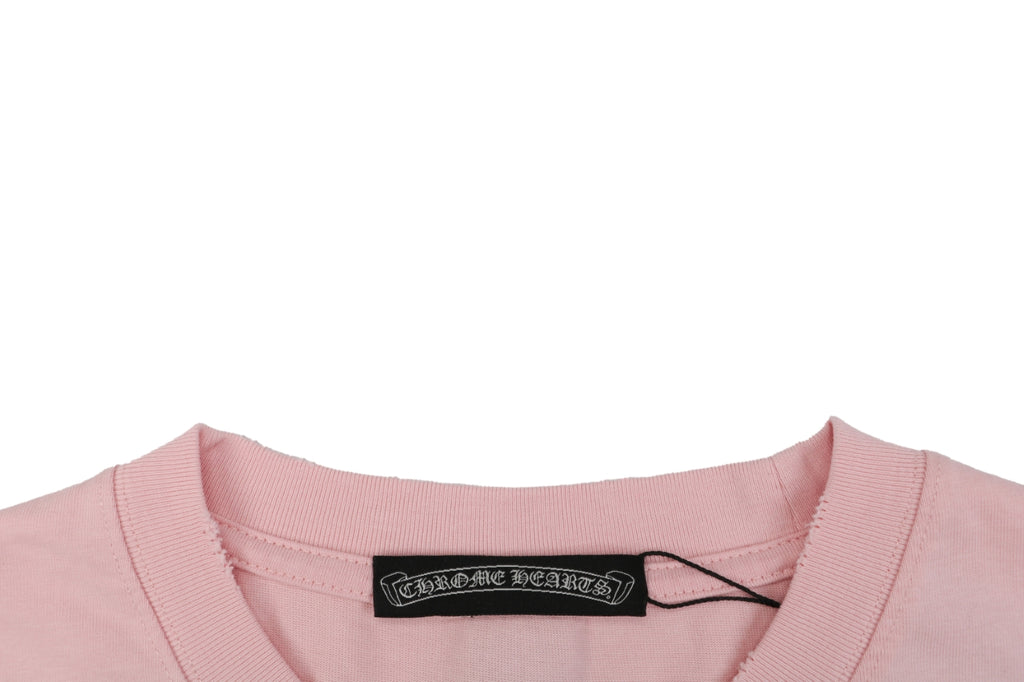 Chrome Hearts Pink Sanskrit Cross Embroidered Tee – Pink