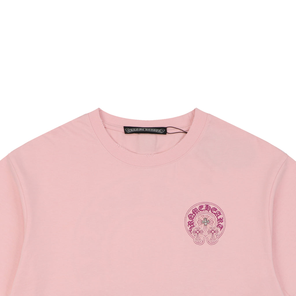 Chrome Hearts Pink Sanskrit Cross Embroidered Tee – Pink