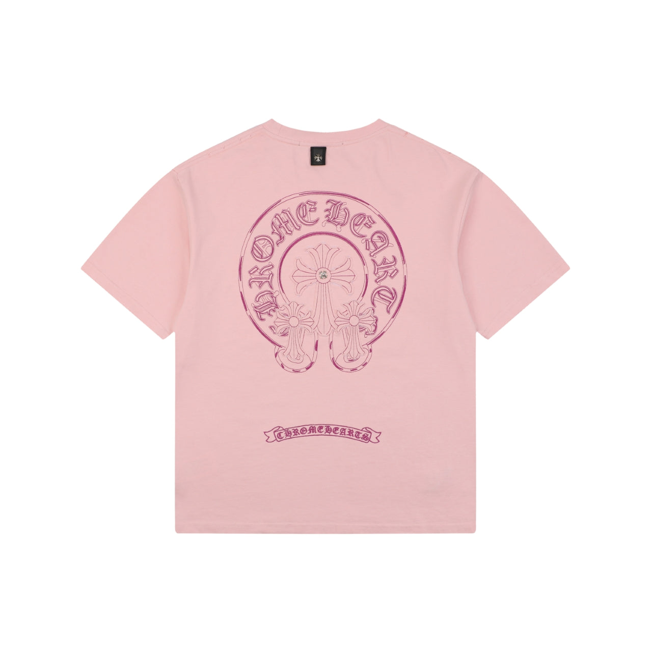 Chrome Hearts Pink Sanskrit Cross Embroidered Tee – Pink