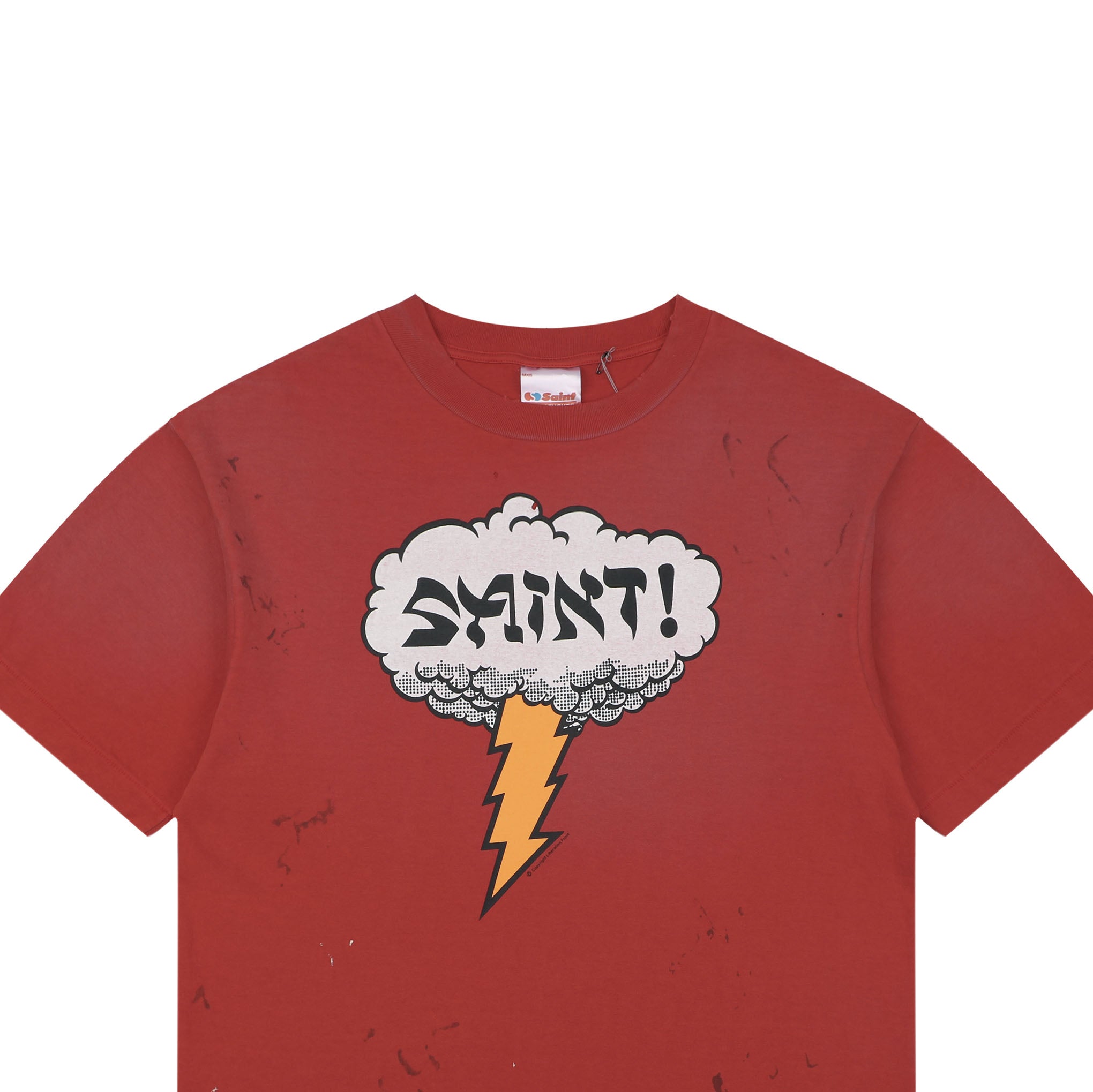Saint Michael Thunder Cloud Lightning Letter Print Tee – Red
