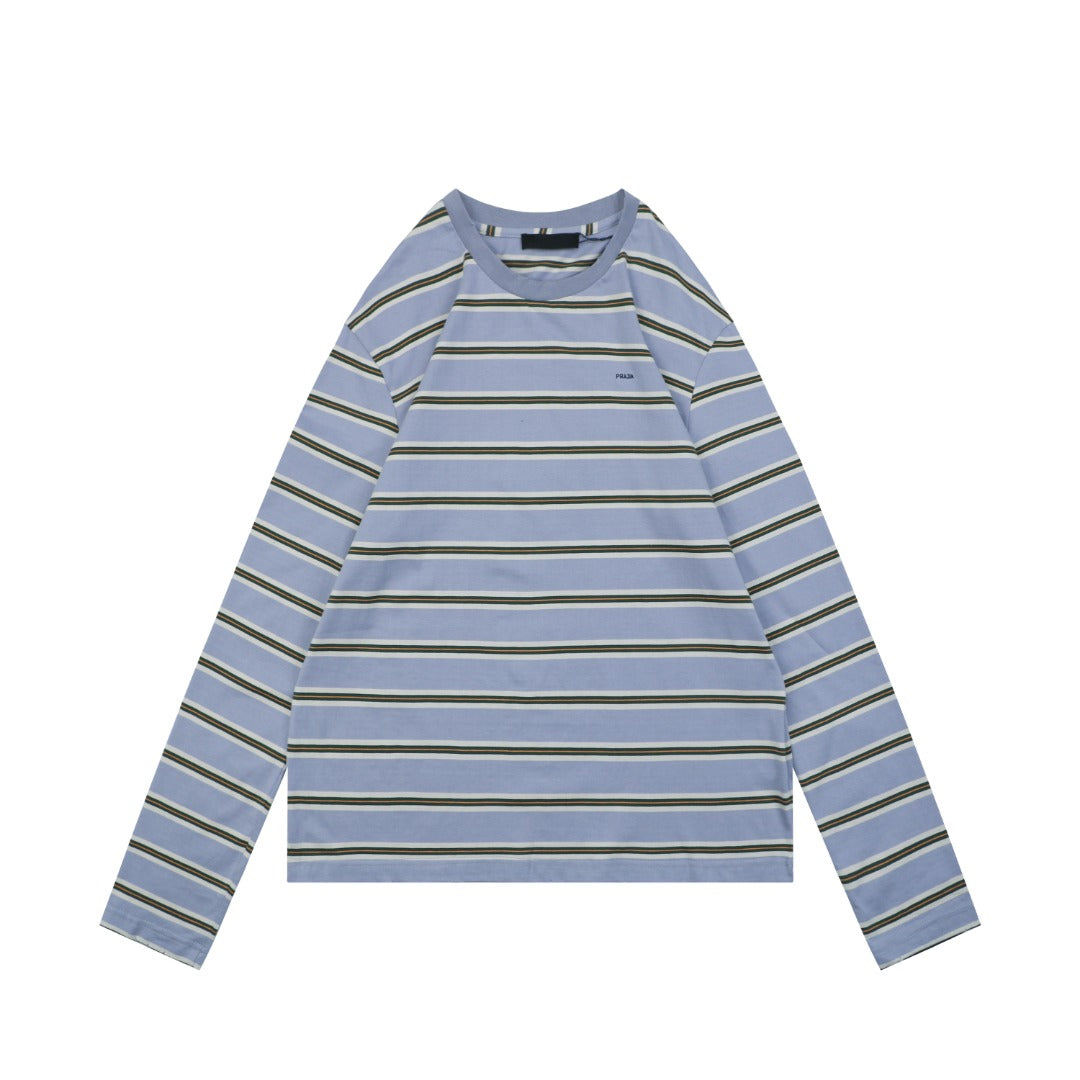 Prada Lavender Multi-Stripe Long Sleeve Tee