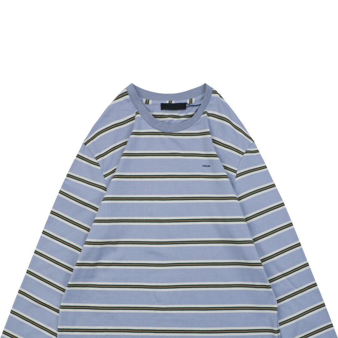 Prada Lavender Multi-Stripe Long Sleeve Tee