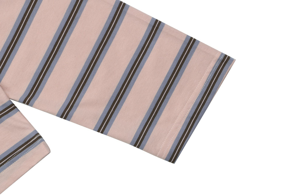 Prada Blush Pink Multi-Stripe Pocket Label Long Sleeve Tee
