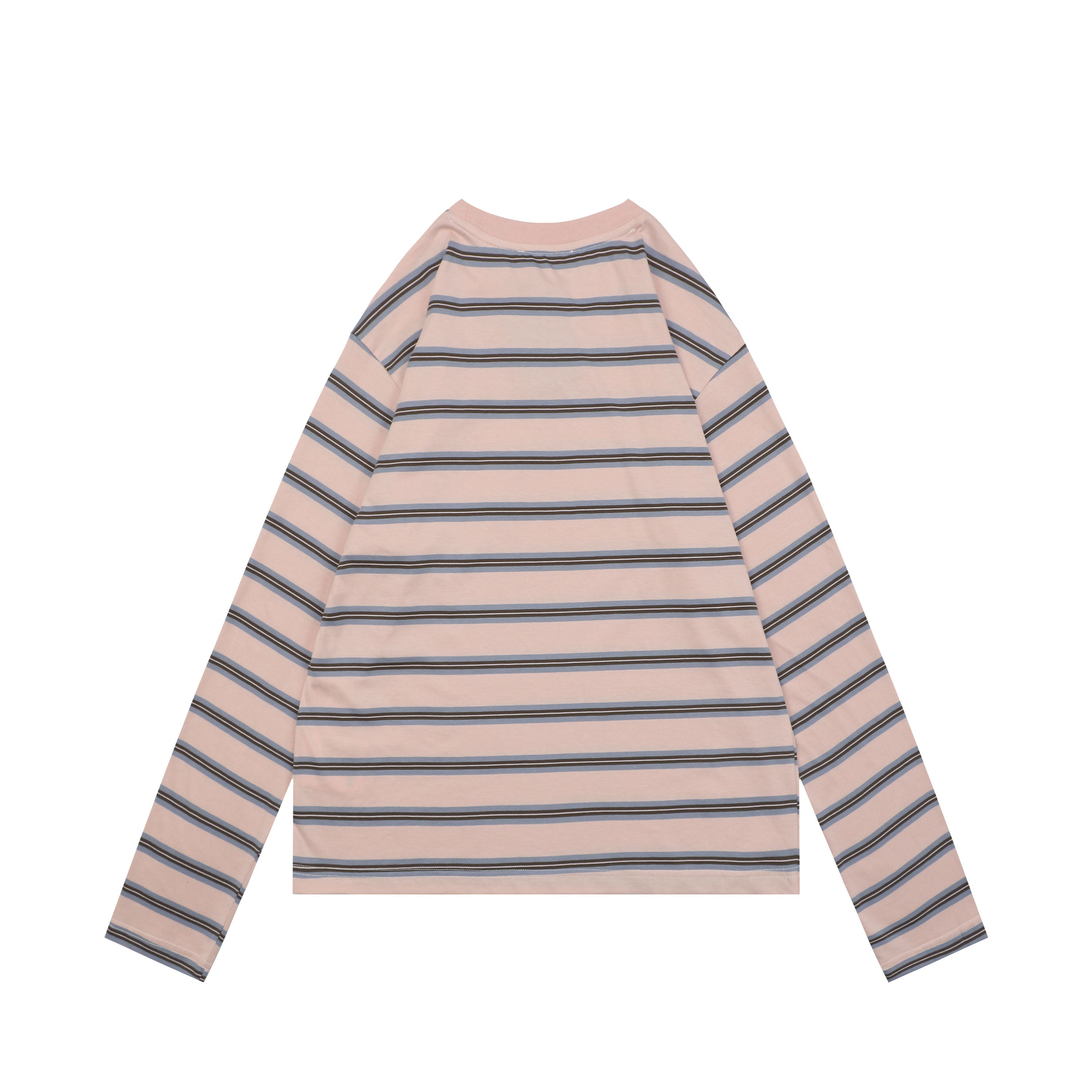Prada Blush Pink Multi-Stripe Pocket Label Long Sleeve Tee