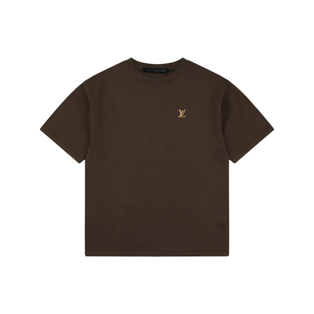 LV Monogram Leather Patch Jacquard Tee – Chocolate Brown