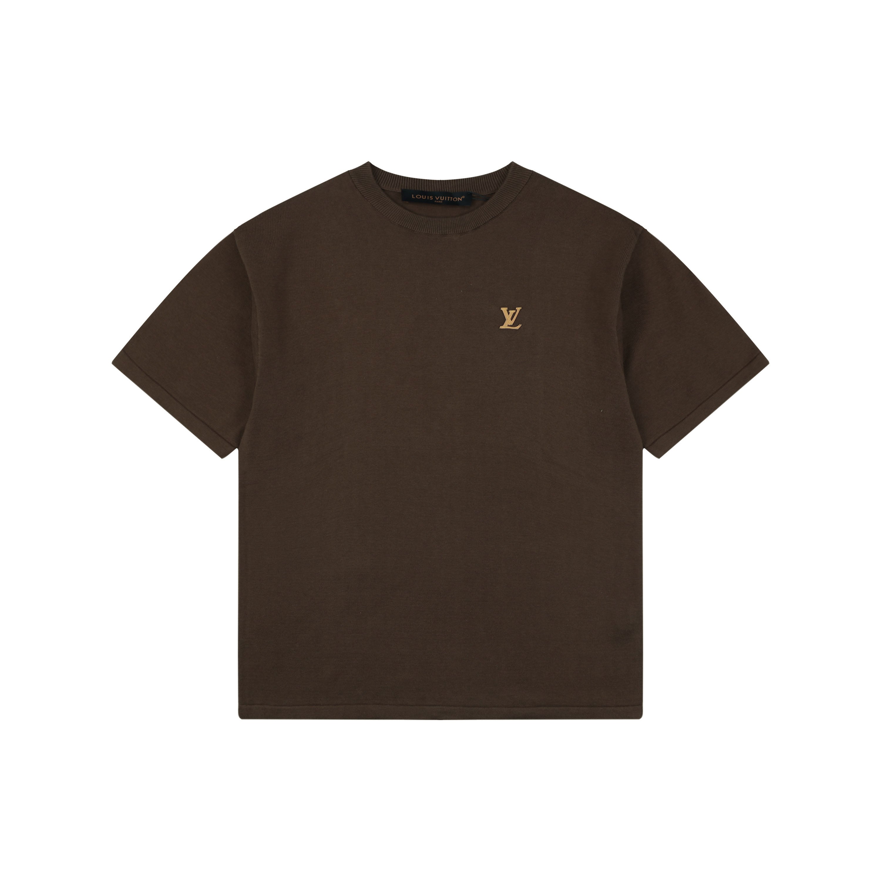 LV Monogram Leather Patch Jacquard Tee – Chocolate Brown