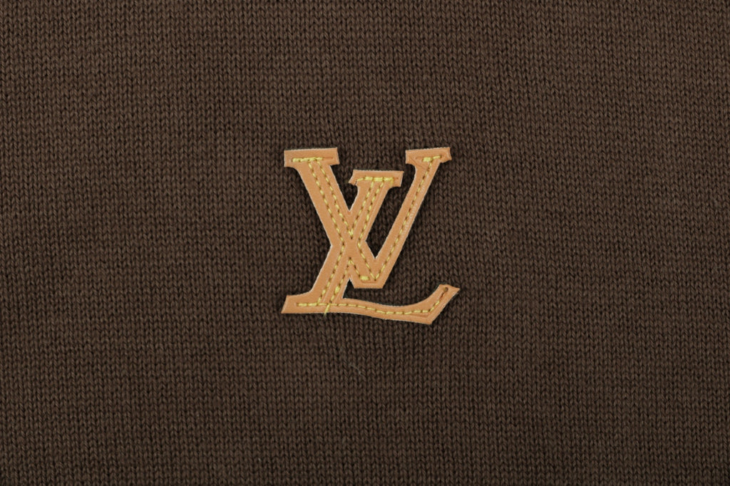 LV Monogram Leather Patch Jacquard Tee – Chocolate Brown