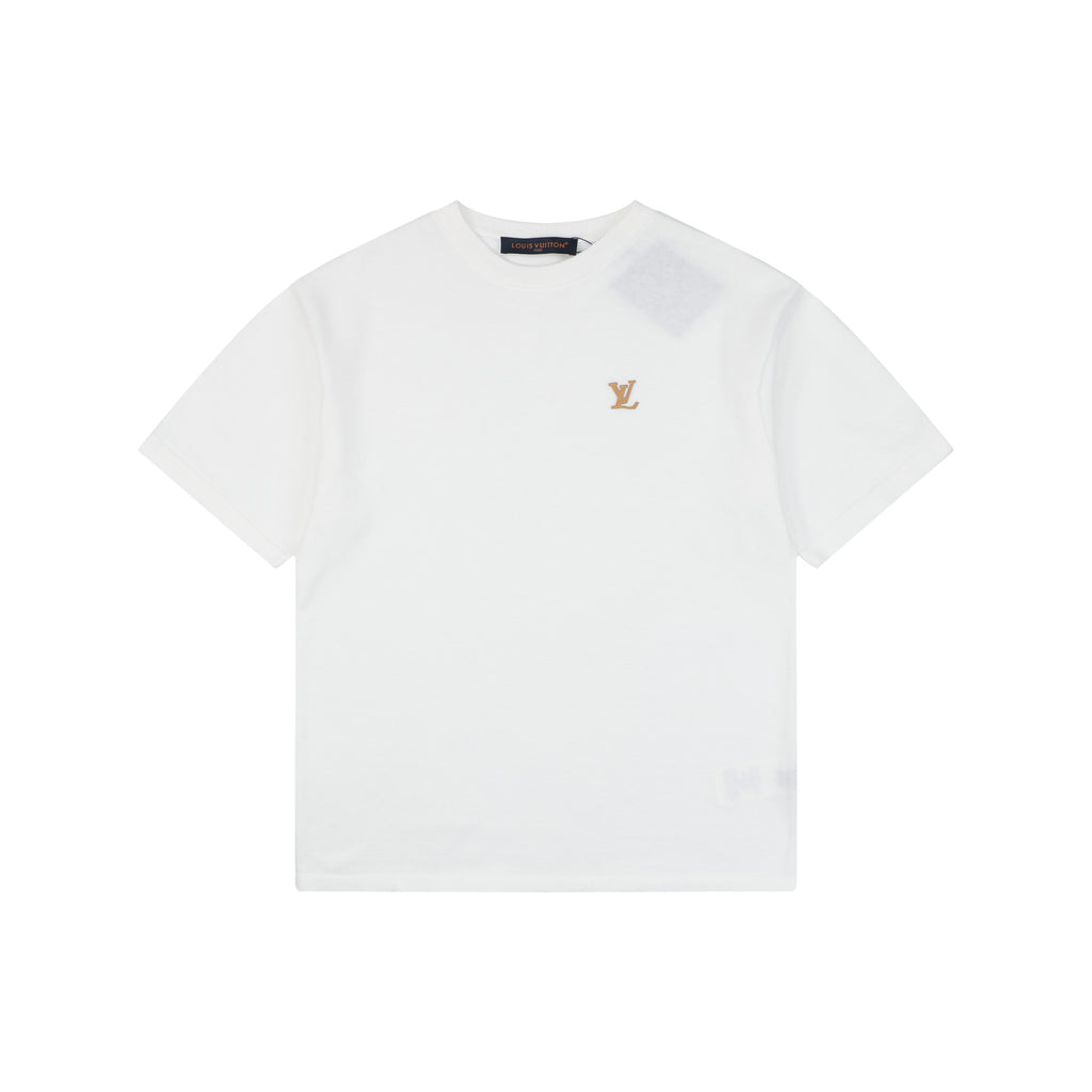 LV Monogram Leather Patch Jacquard Tee – White