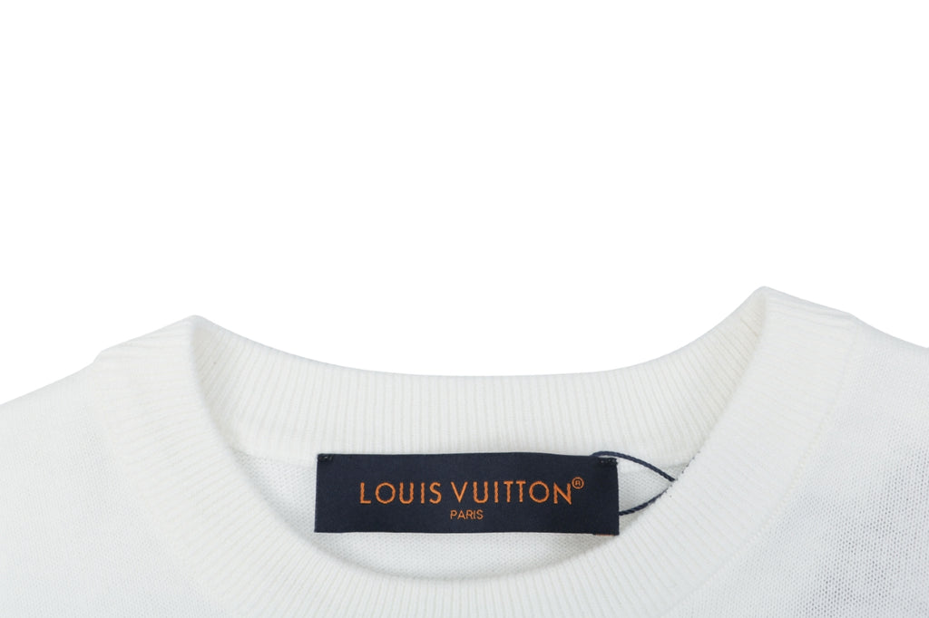 LV Monogram Leather Patch Jacquard Tee – White