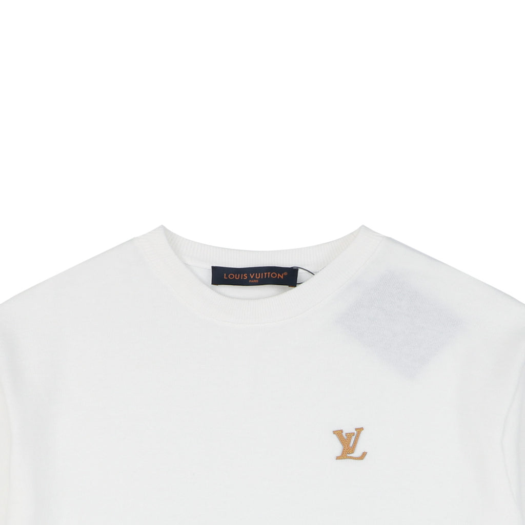 LV Monogram Leather Patch Jacquard Tee – White