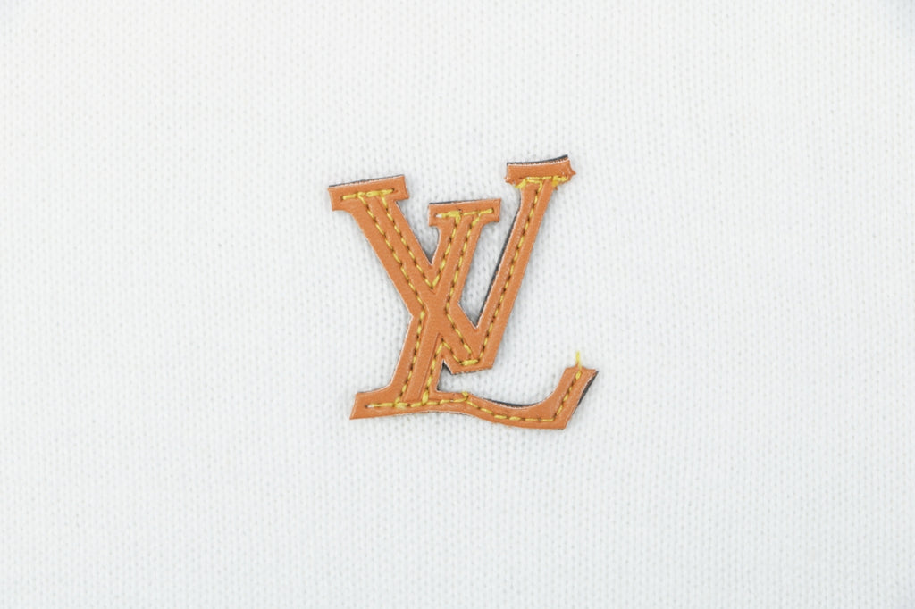 LV Monogram Leather Patch Jacquard Tee – White