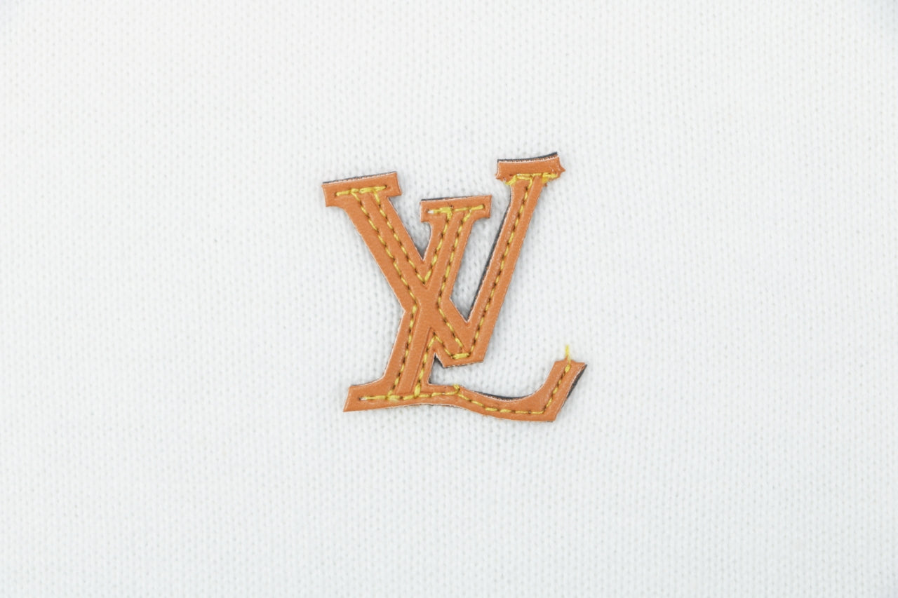 LV Monogram Leather Patch Jacquard Tee – White