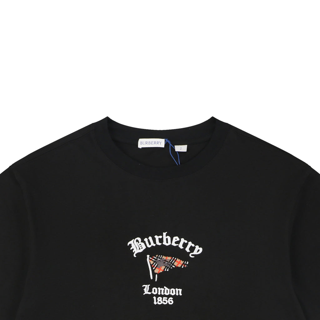 Burberry London 1856 Check Pennant Flag Embroidered Tee – Black