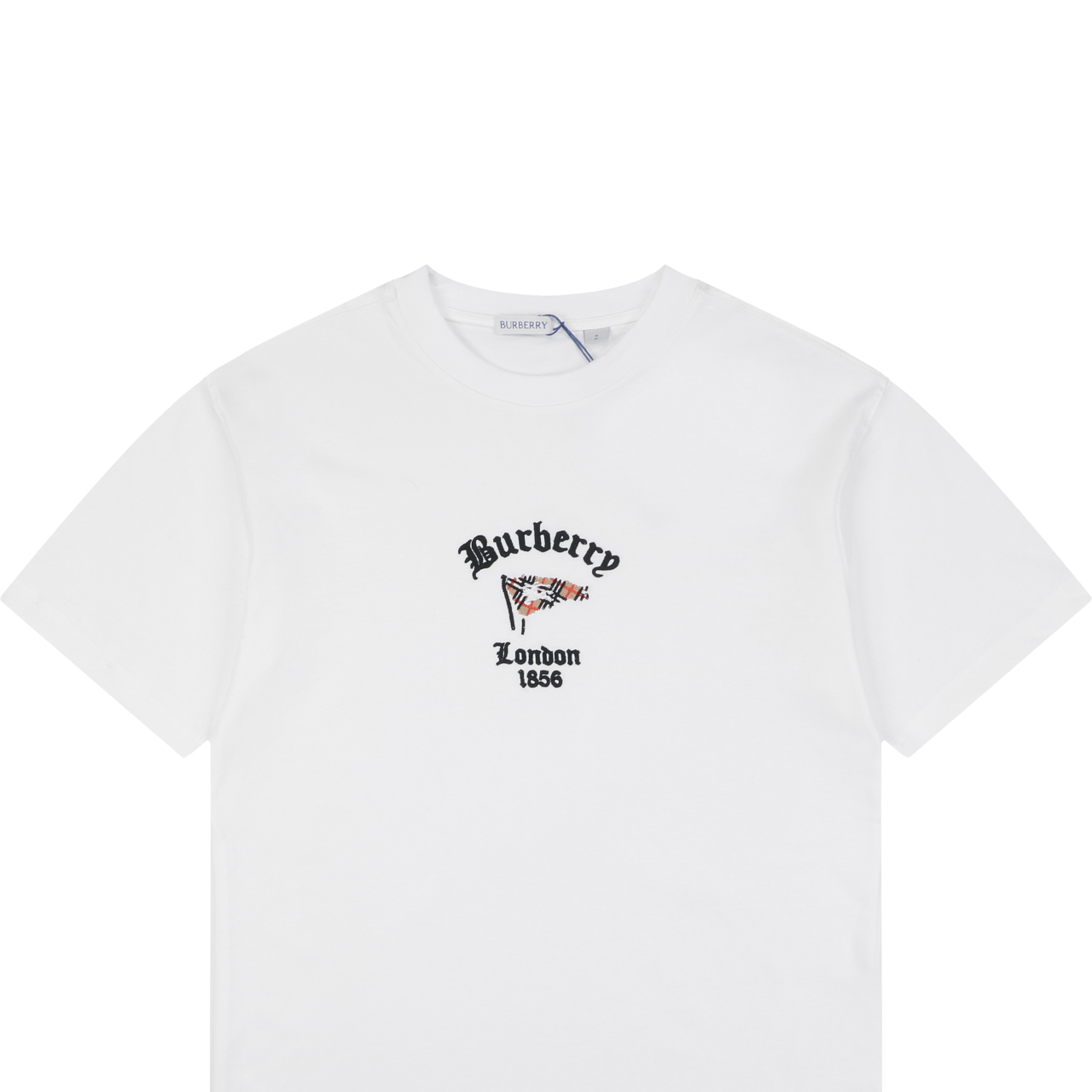 Burberry London 1856 Check Pennant Flag Embroidered Tee – White