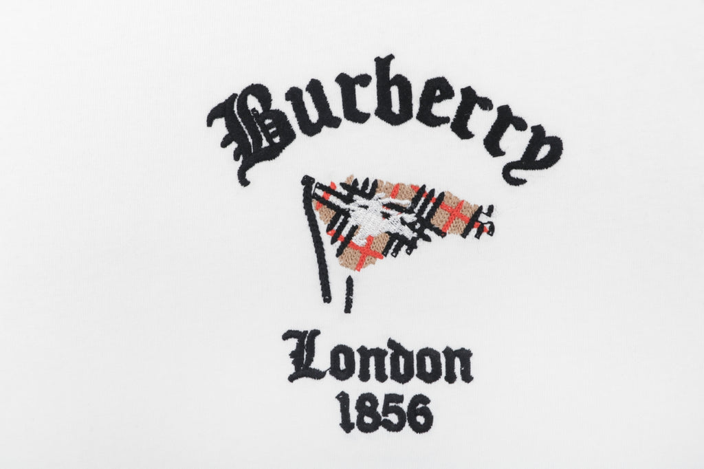 Burberry London 1856 Check Pennant Flag Embroidered Tee – White
