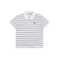Prada Crest Embroidered Stripe Polo Shirt – White