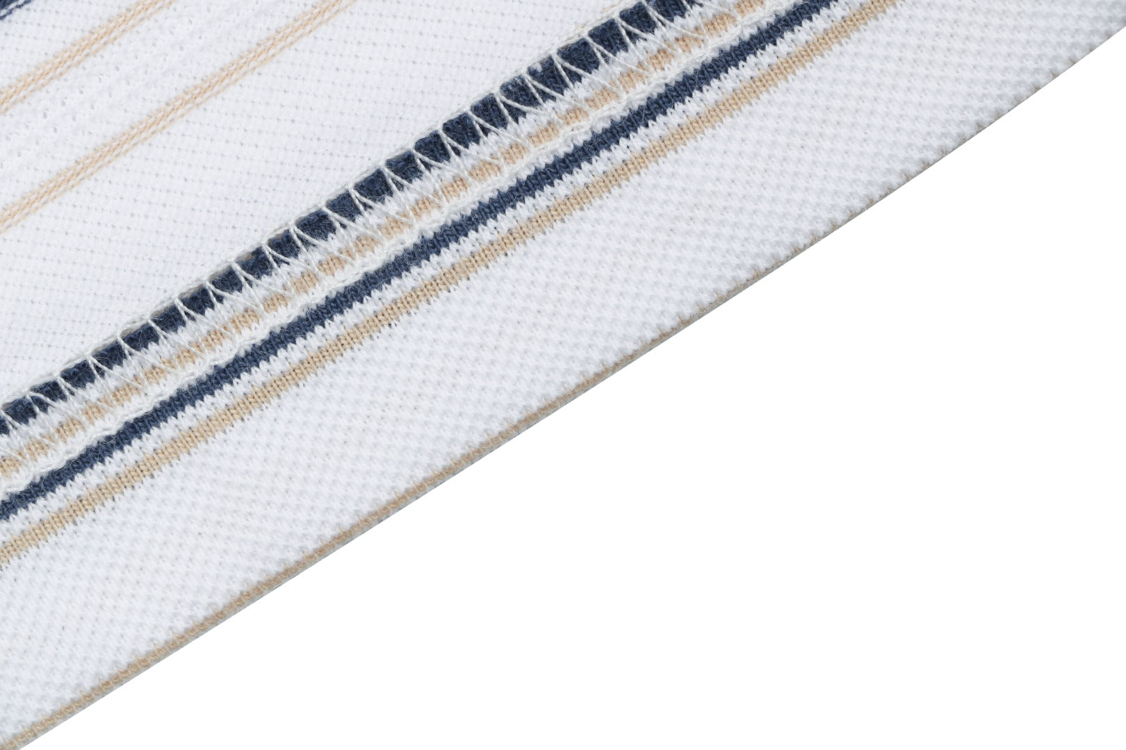 Prada Crest Embroidered Stripe Polo Shirt – White