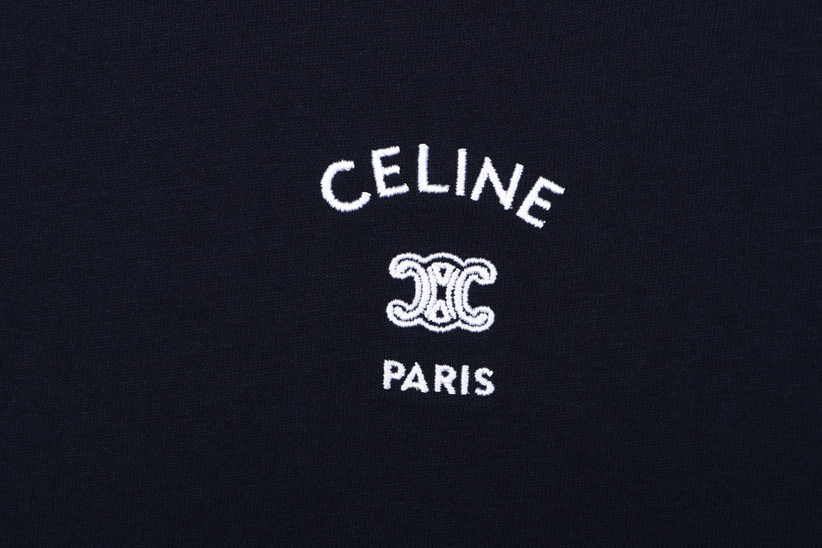 Celine Arc de Triomphe Paris Mini Logo Embroidered Tee – Navy