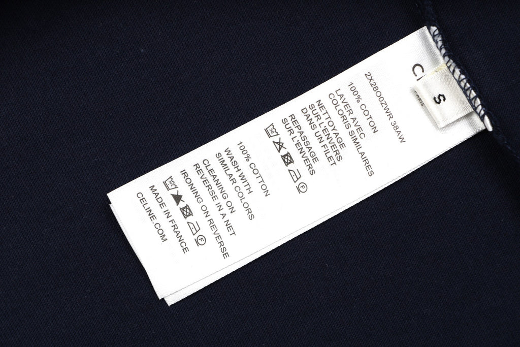 Celine Arc de Triomphe Paris Mini Logo Embroidered Tee – Navy