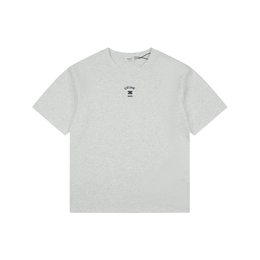 Celine Arc de Triomphe Paris Mini Logo Embroidered Tee – White