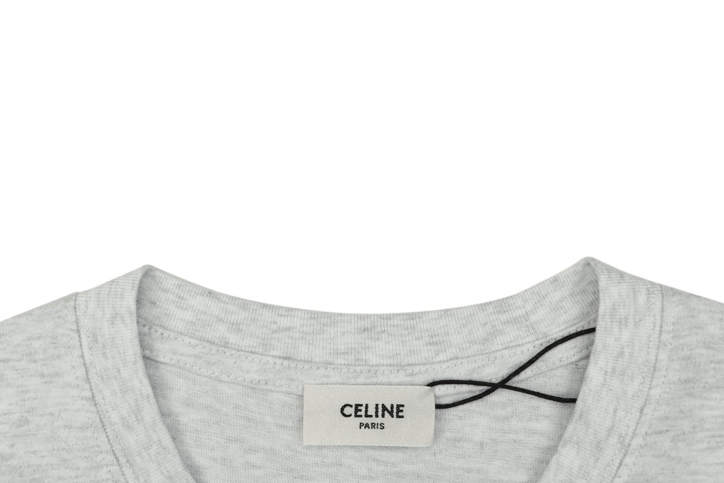 Celine Arc de Triomphe Paris Mini Logo Embroidered Tee – White